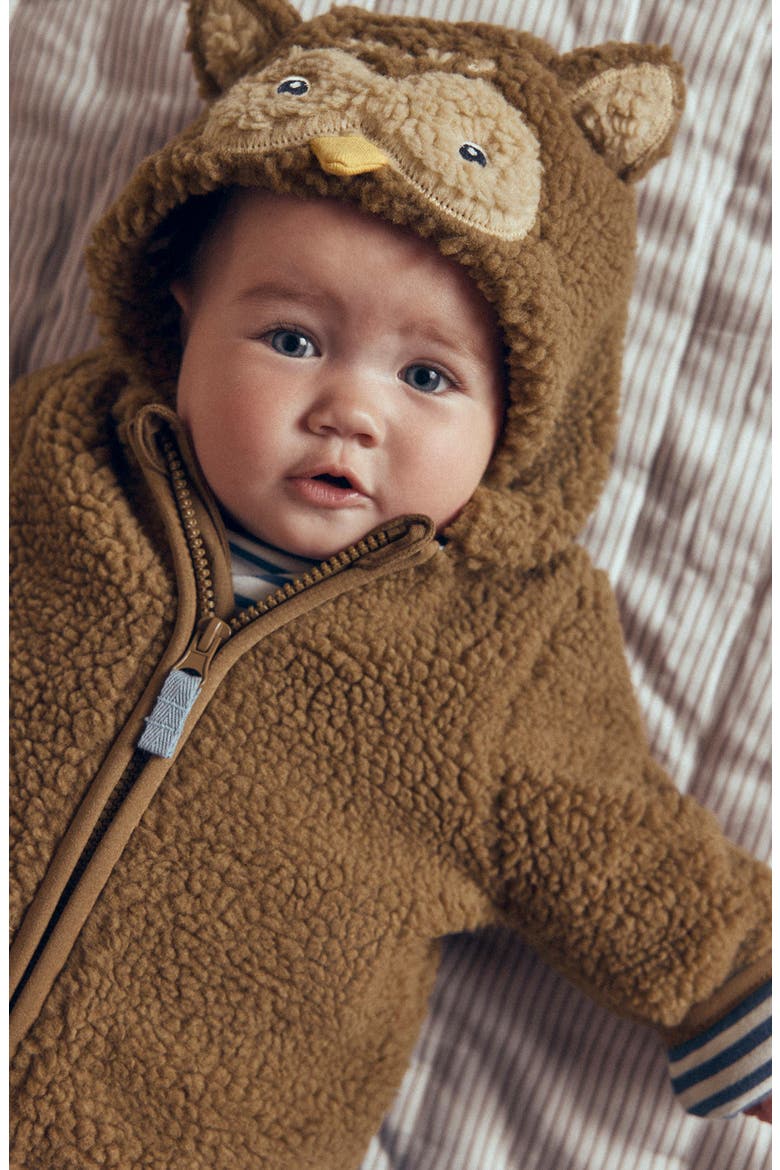 Kids' Novelty Cozy Borg Jacket, Alternate, color, BROWN OWL