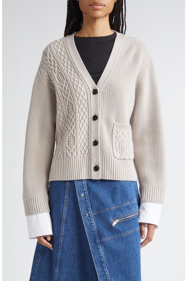 Wool Cable Cardigan, Main, color, OYSTER