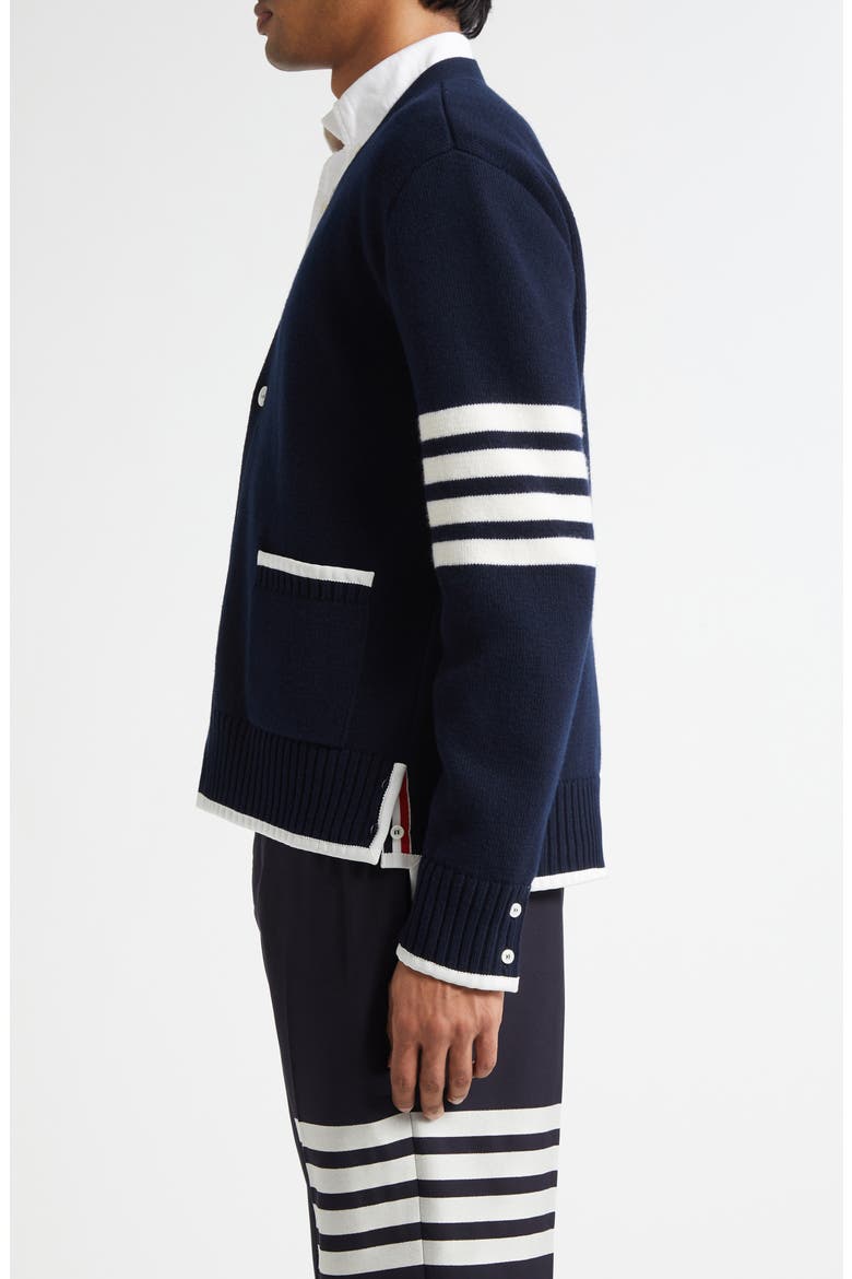 4-Bar Milano Stitch Virgin Wool Cardigan, Alternate, color, NAVY