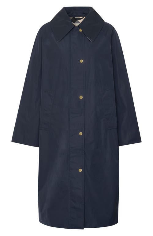 Barbour Sonnet Showerproof Raincoat In Dark Navy/safari Dresstartan
