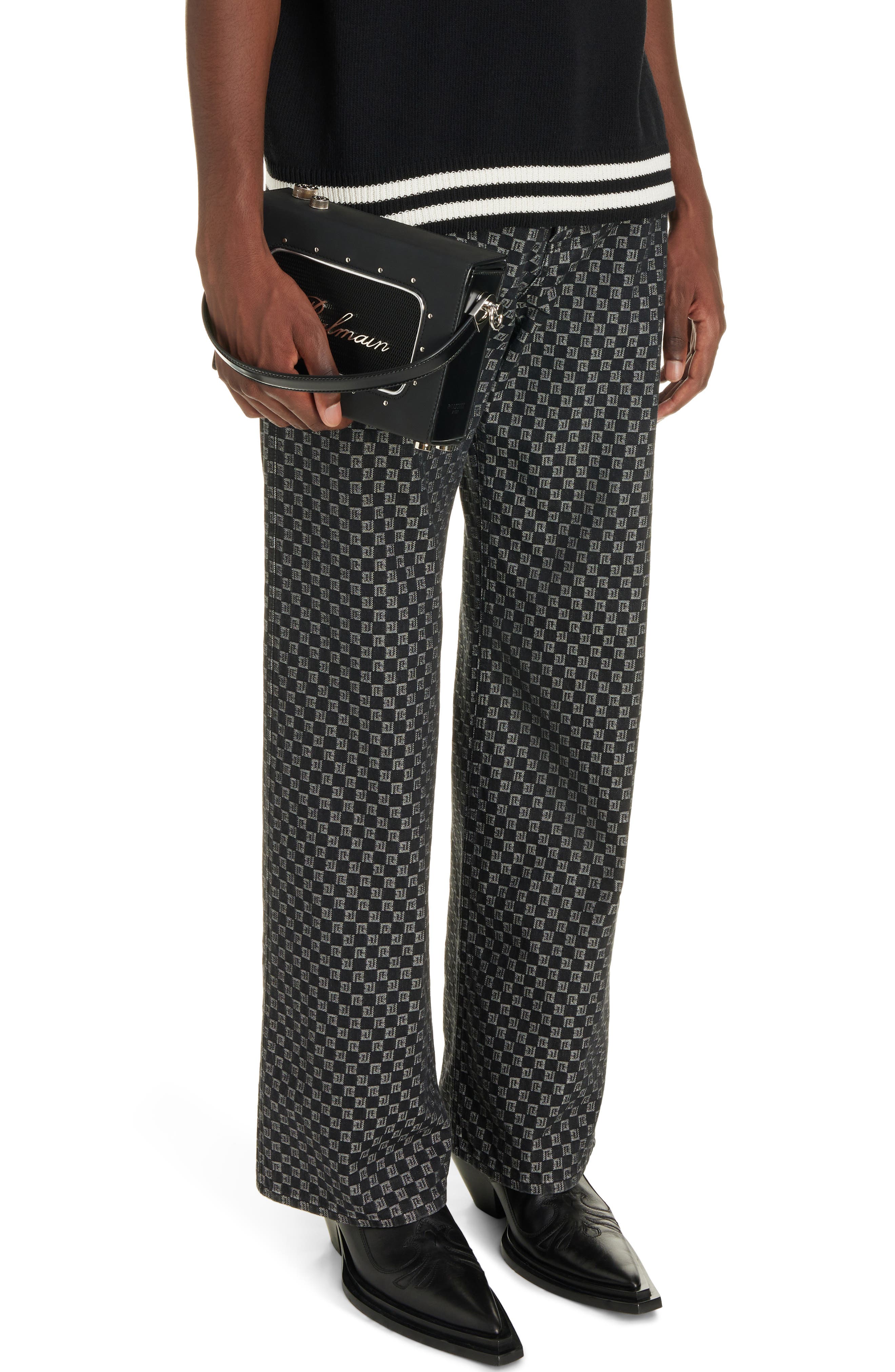 Balmain Radio Rubberized Top Handle Bag, Alternate, color, 