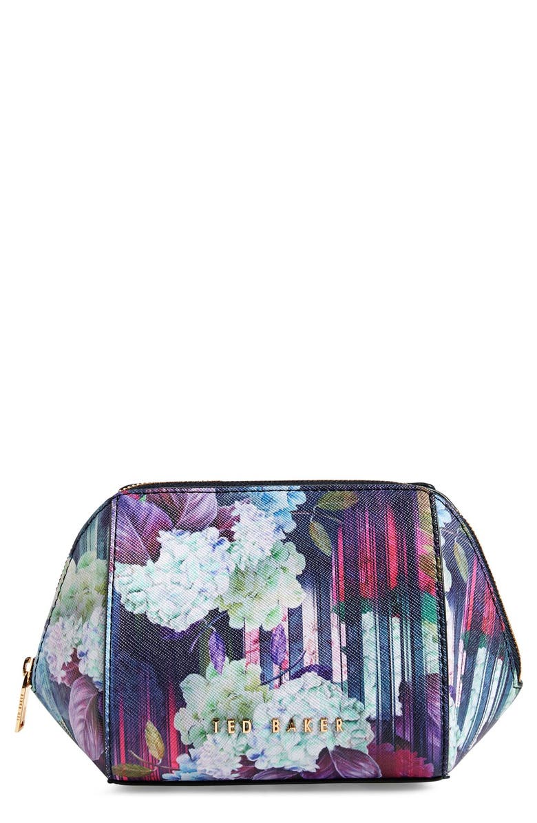 Ted Baker London 'Hydrangea' Floral Print Cosmetics Case, Main, color, 