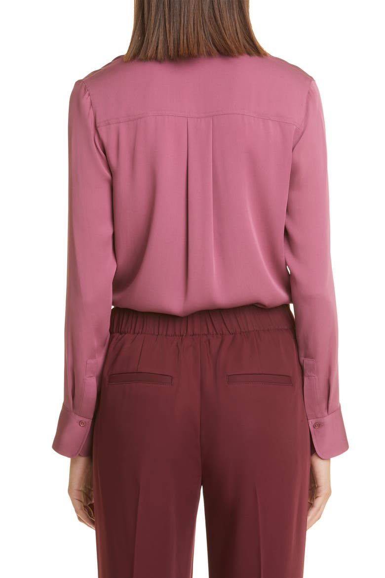 Slim Fit Stretch Silk Blouse, Alternate, color, TEA BERRY