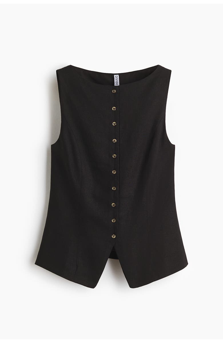H&M Linen-blend vest, Alternate, color, Black