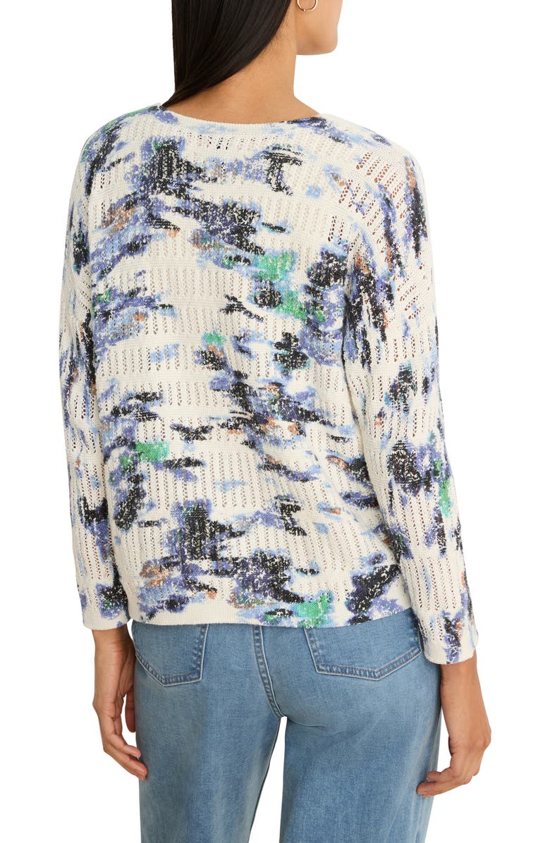 NIC+ZOE Water Lilies Pointelle Sweater, Alternate, color, Blue Multi