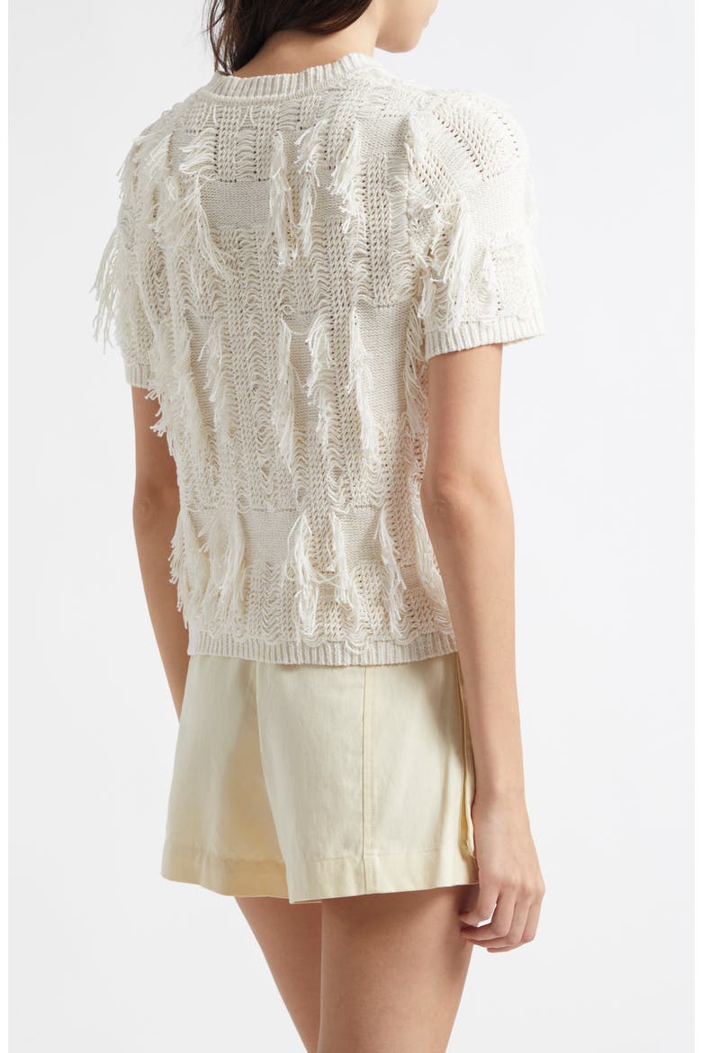Rumi Fringe Cotton Blend Sweater, Alternate, color, PRISTINE