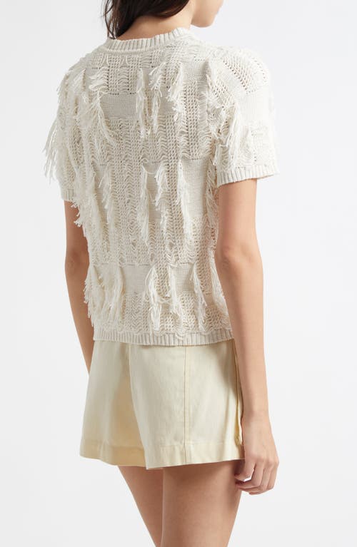 Ulla Johnson Rumi Fringe Cotton Blend Sweater In Pristine