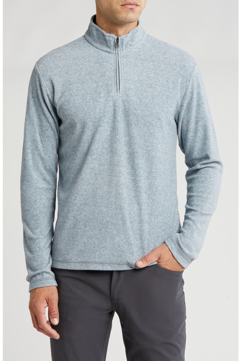 Heather Chenille Quarter Zip Pullover, Main, color, NAVY HEATHER