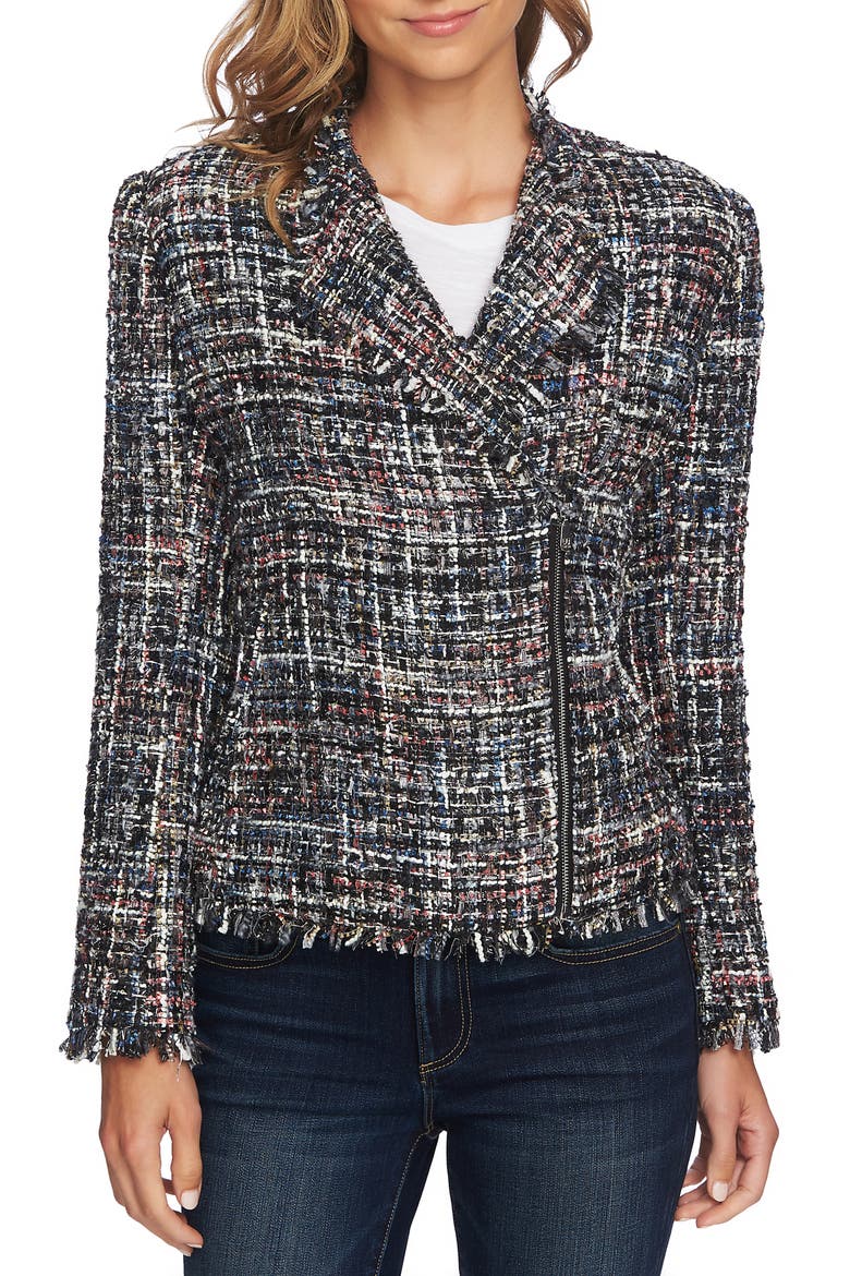 Multi Tweed Moto Jacket, Alternate, color, RICH BLACK