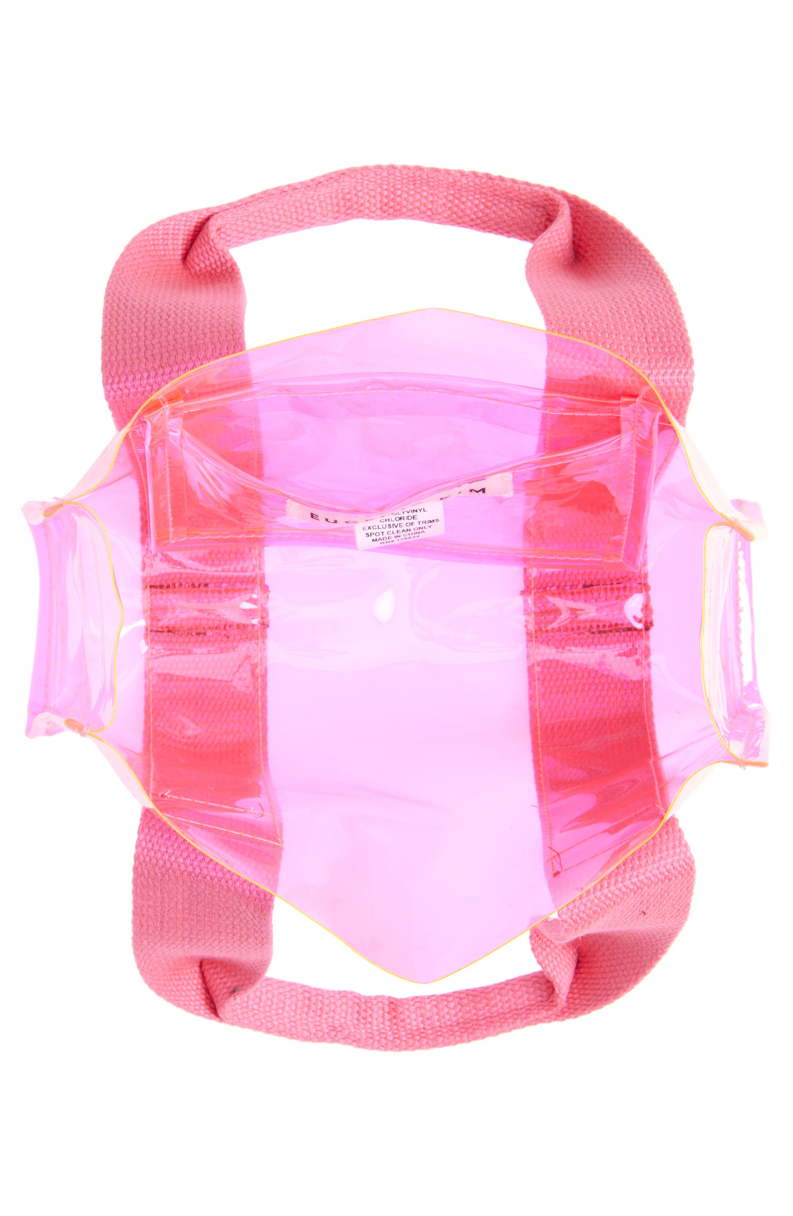 Toto Transparent Mini Tote Bag, Alternate, color, NEON PINK
