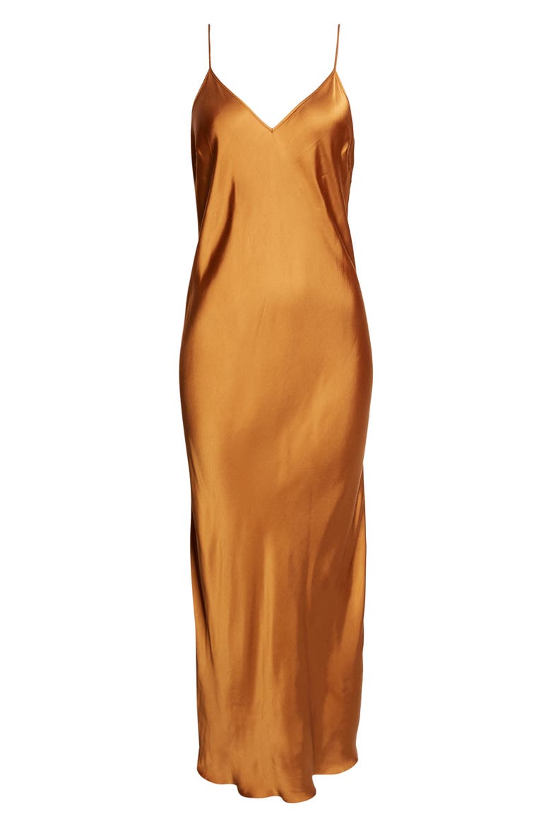 Nevana Satin Slipdress, Alternate, color, CARAMEL