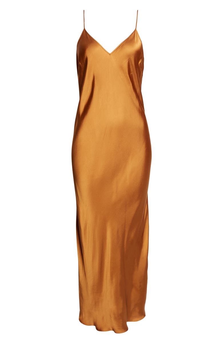 Isabel Marant Nevana Satin Slipdress, Alternate, color, Caramel