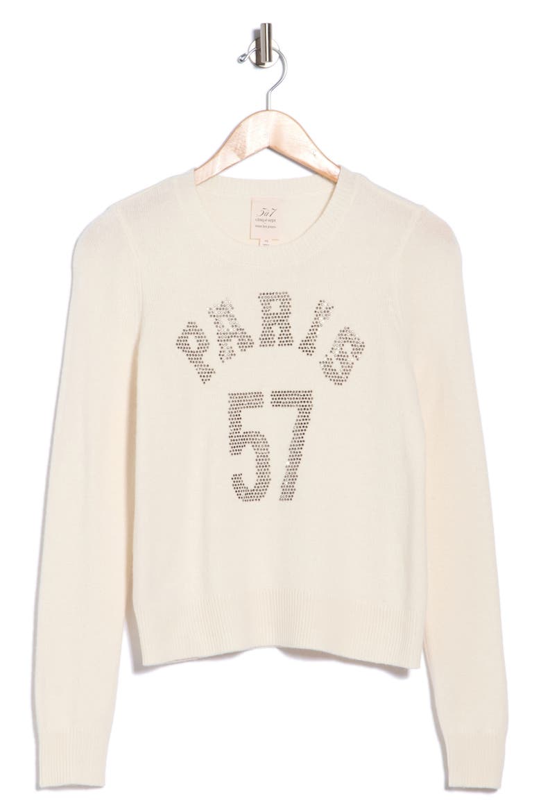 Paris 57 Embellished Sweater, Alternate, color, WHITE RABBIT