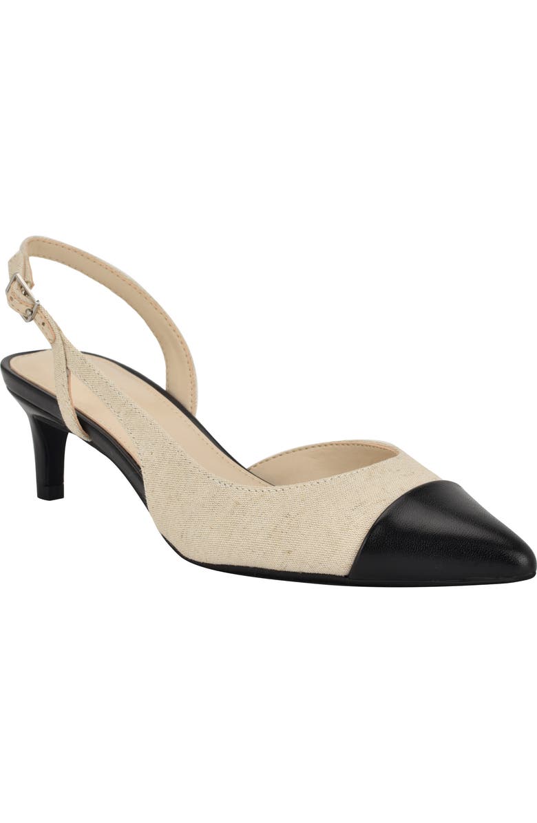 Calvin Klein Slingback Kitten Heel Pump, Main, color, Natural/ Black