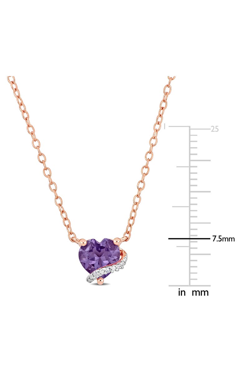 DELMAR 18K Gold Plate Sterling Silver Amethyst & Diamond Heart Pendant Necklace, Alternate, color, 