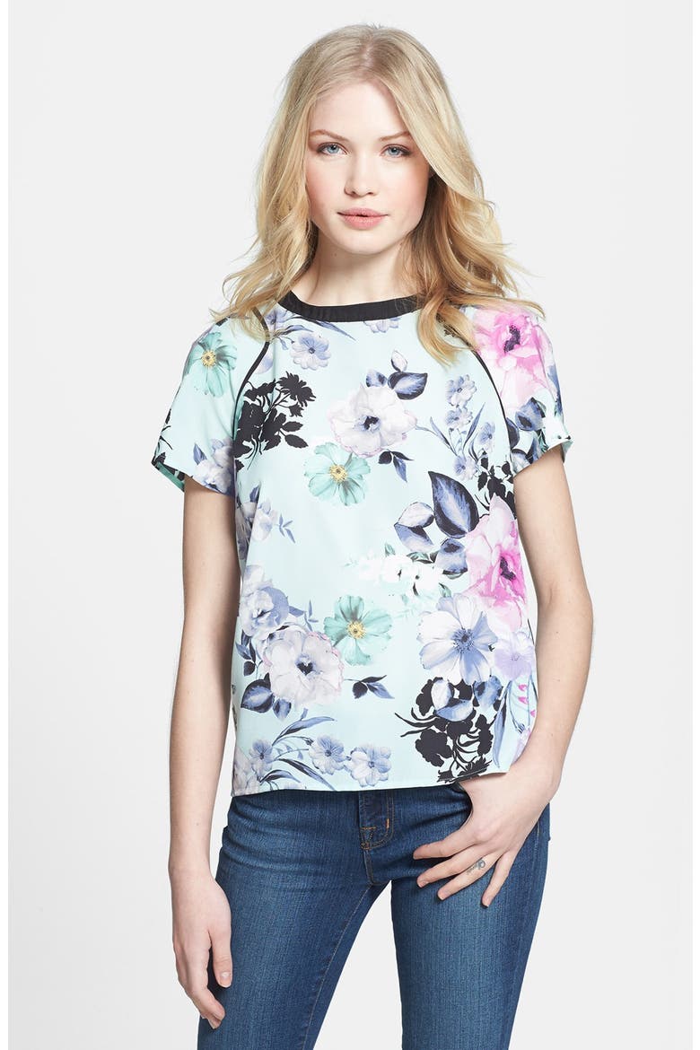 Floral Print Tee, Main, color, LIGHT MINT