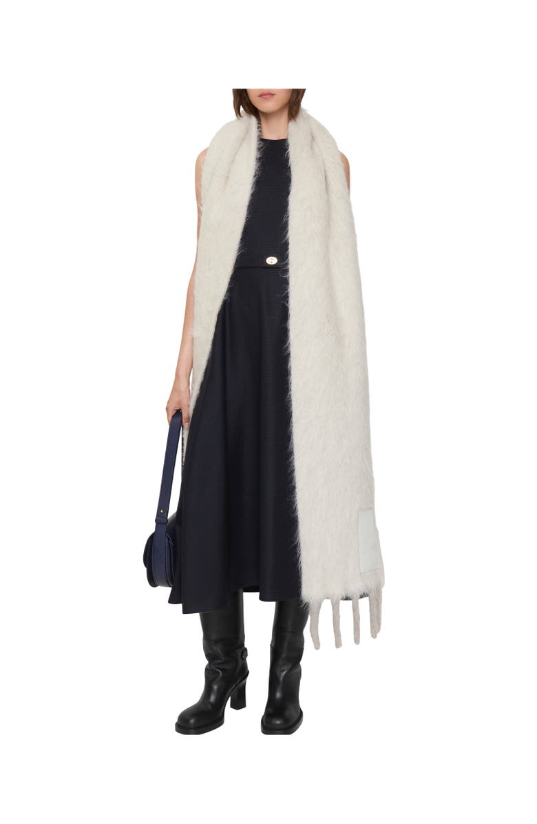 Burberry Alpaca Wool Blend Scarf, Alternate, color, Alpine White