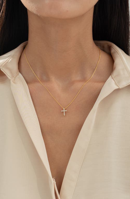 Bearfruit Jewelry 14k Gold Plated Aveline Crystal Cross Necklace Holiday Gift Guide In Gold