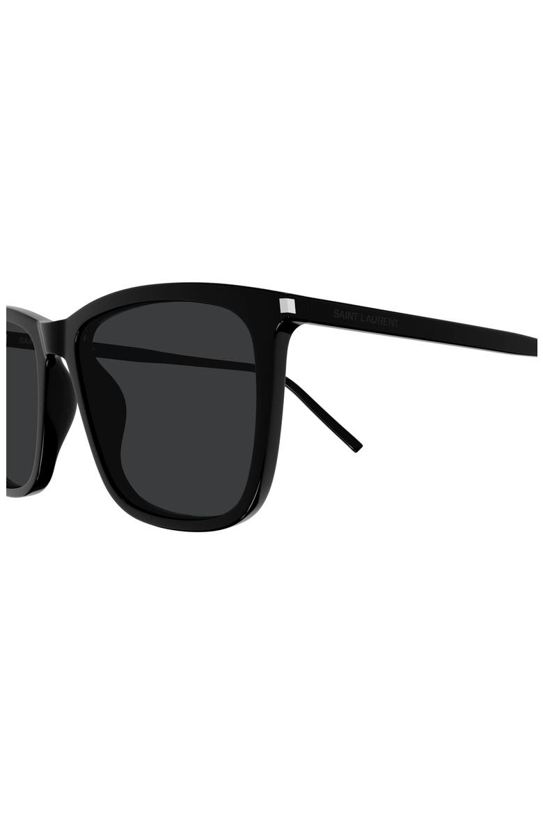 56mm Rectangular Sunglasses, Alternate, color, BLACK