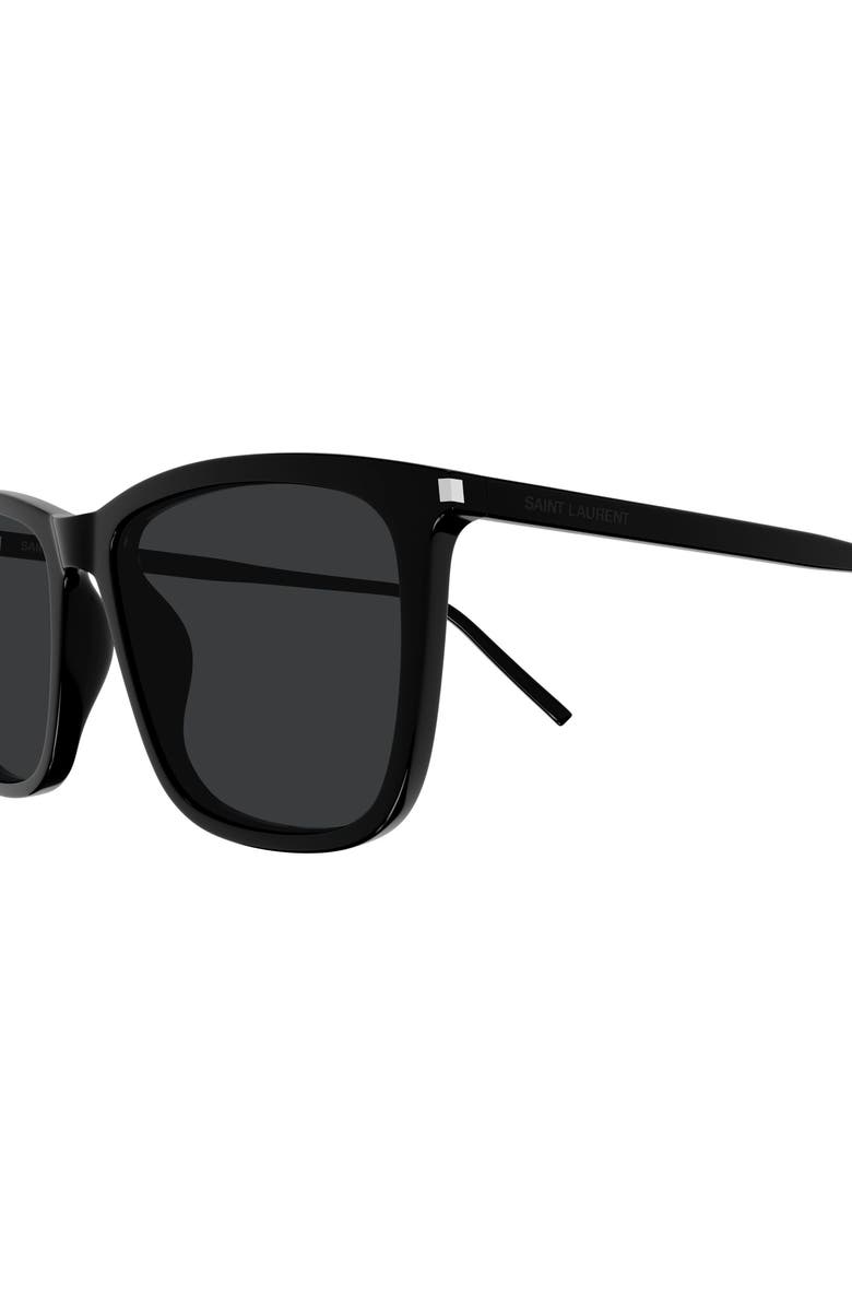 Saint Laurent 56mm Rectangular Sunglasses, Alternate, color, Black