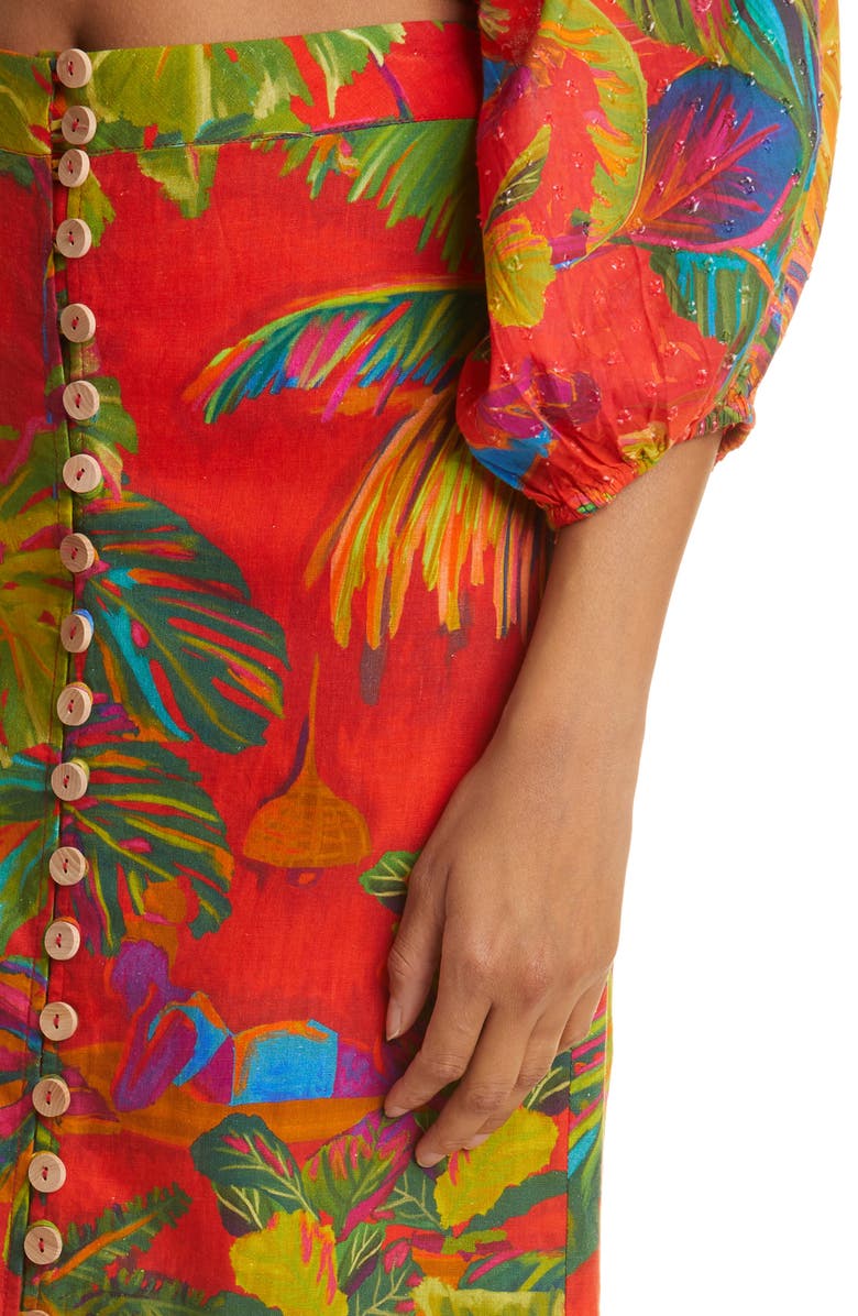 FARM Rio Linen Blend Midi Skirt, Alternate, color, 