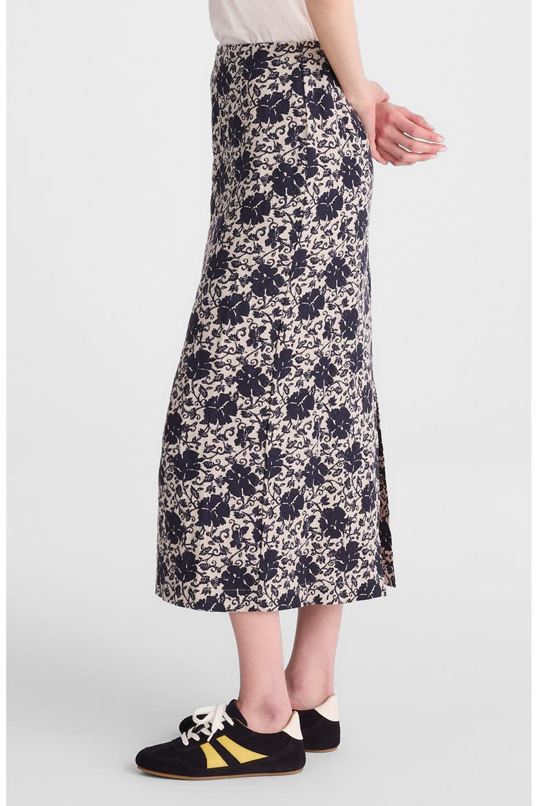 Floral Print Linen Midi Skirt, Alternate, color, OAT