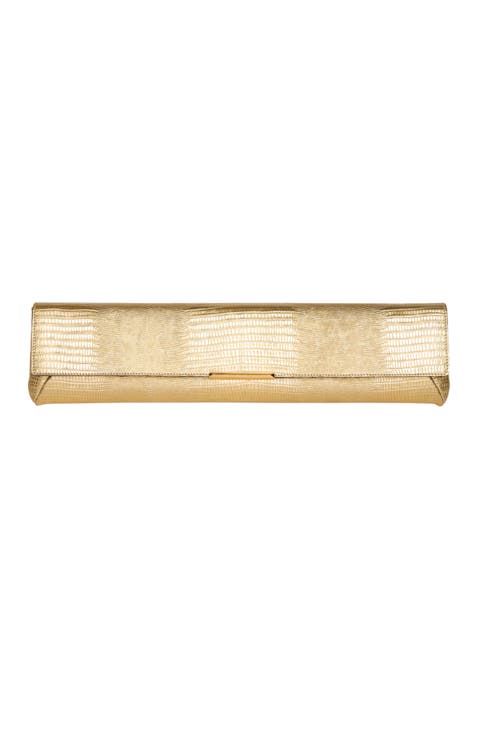 Long Clutch Bag in Metallic Textured Leather
