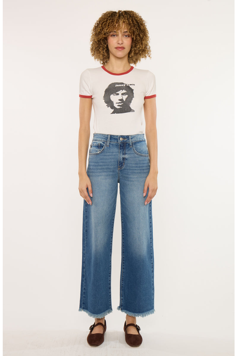 Aruli Essentials High Rise Cropped Wide Leg Jeans, Alternate, color, Medium Wash
