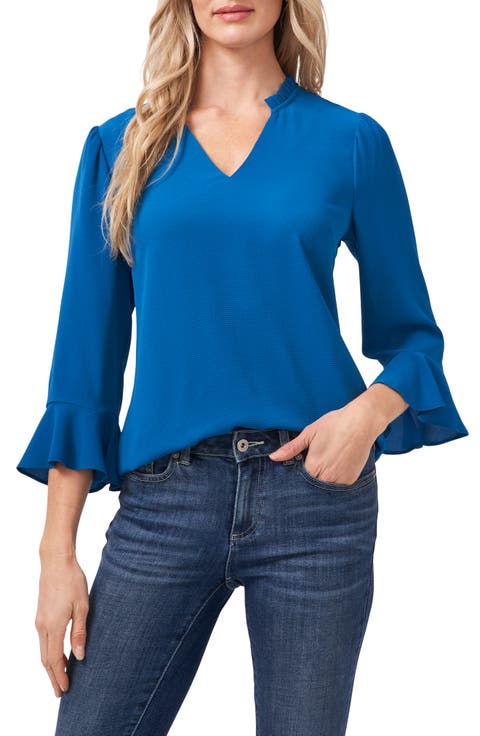 Ruffle Cuff Crepe Top