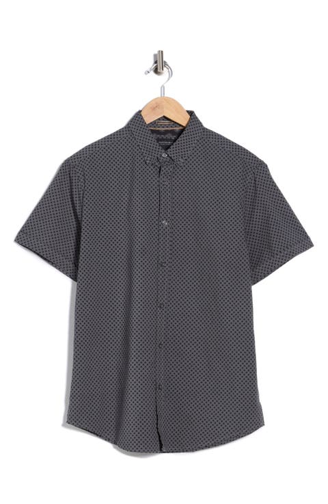 Geometric Print Short Sleeve Button-Down Shirt