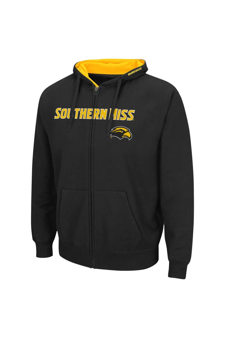 Men's Colosseum Black Southern Miss Golden Eagles Arch & Logo 3.0 Full-Zip Hoodie, Alternate, color, Black