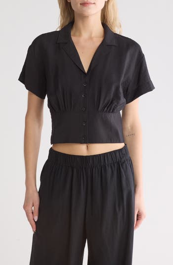 Madewell Drapey Banded Bottom Button-Up Top | Nordstromrack