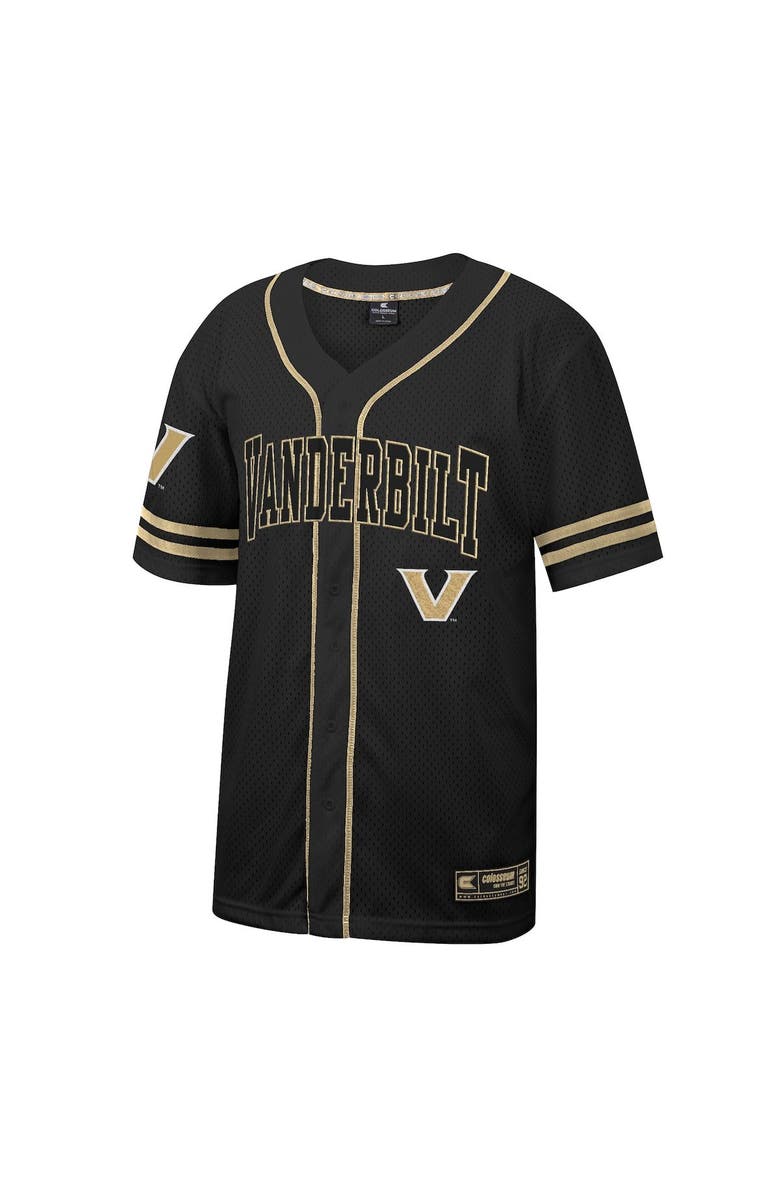 COLOSSEUM Men's Colosseum Black Vanderbilt Commodores Free Spirited Mesh Button-Up Baseball Jersey, Alternate, color, Black