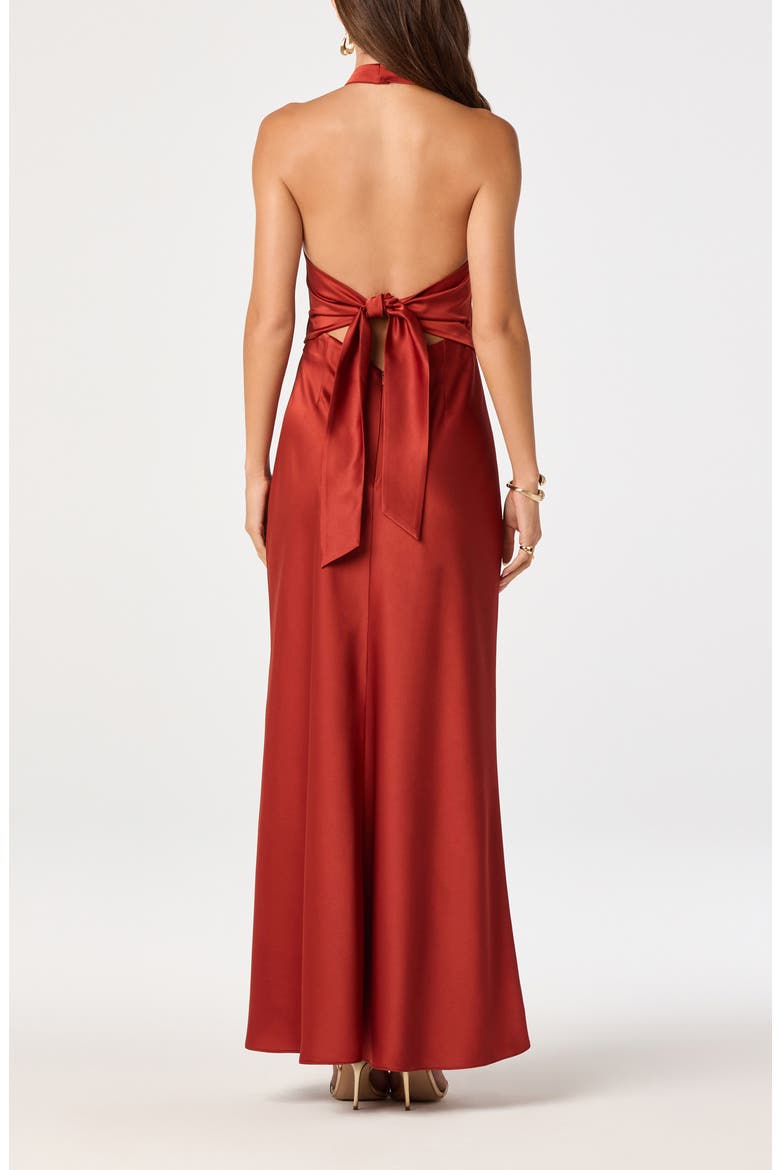 Viridiana Halter Neck Gown, Alternate, color, SIENNA