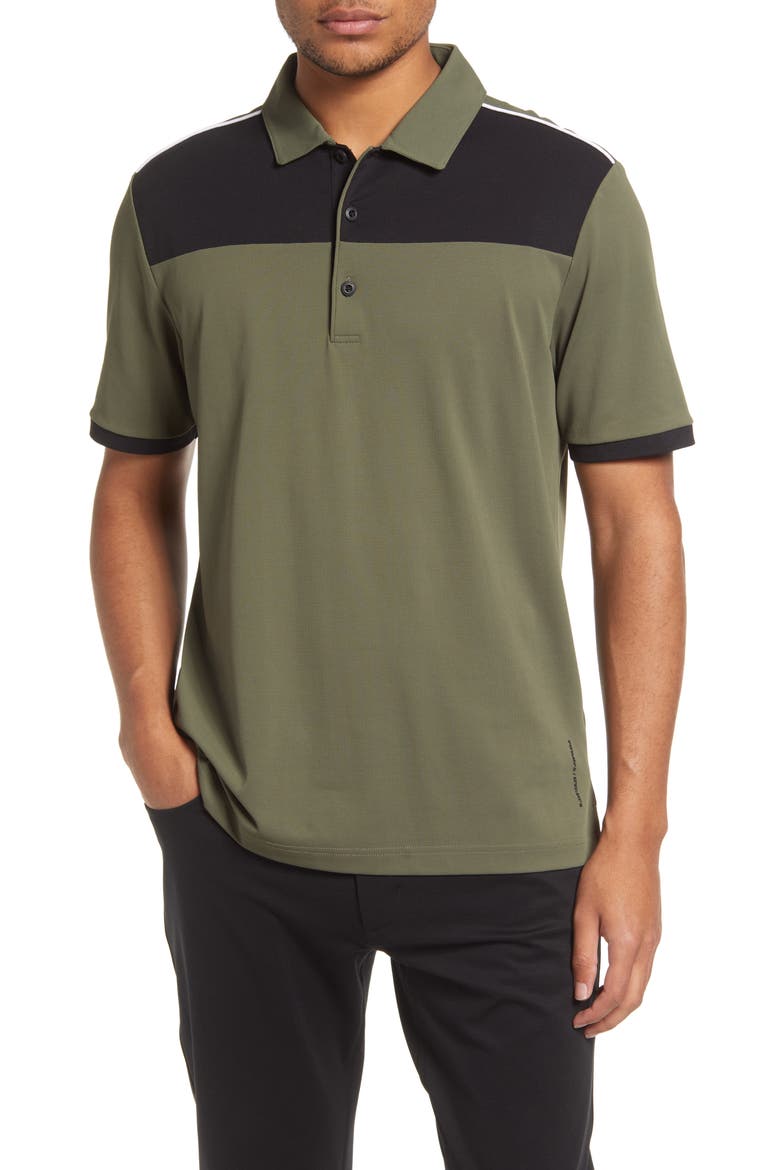 Leto Two-Tone Polo, Main, color, OLIVE