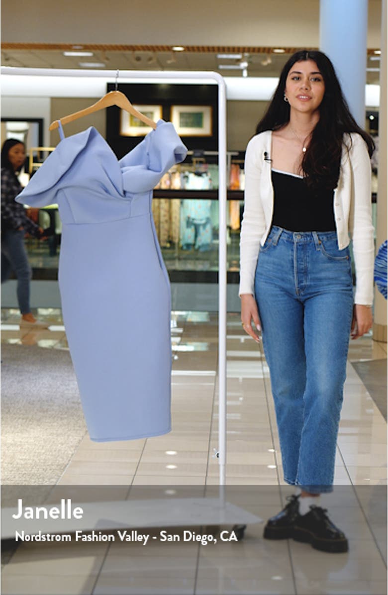 Draped Off the Shoulder Sheath Dress, sales video thumbnail