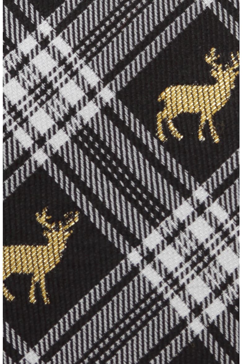 Stag Black Plaid Silk Tie, Alternate, color, BLACK