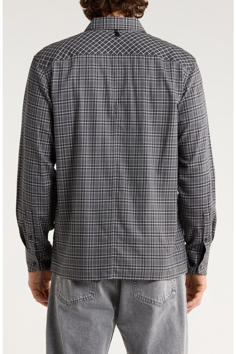 Dalton Patchwork Cotton Blend Flannel Button-Up Shirt, Alternate, color, BLACK/ WHITE