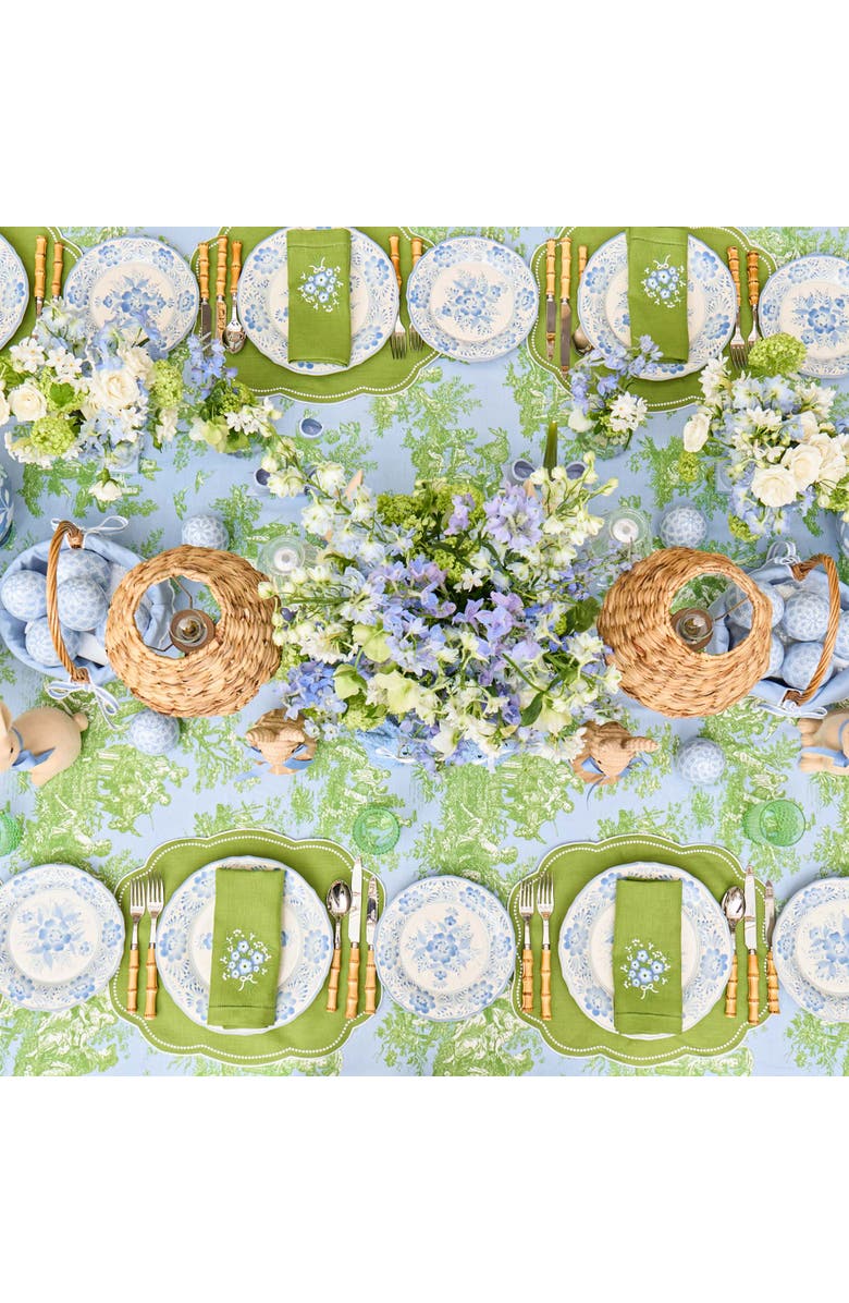 Mrs. Alice Green Floral Embroidered Linen Napkins, Alternate, color, Green