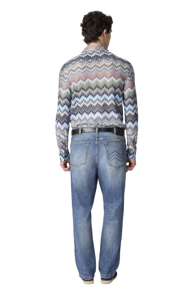 Missoni Long-sleeved Viscose Chevron Shirt With Snake Pattern, Alternate, color, Beige& White