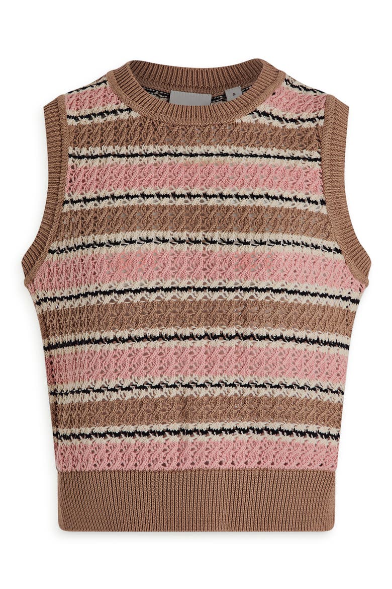 Deeley Stripe Sleeveless Sweater, Alternate, color, WARM TAUPE / MELLOW ROSE