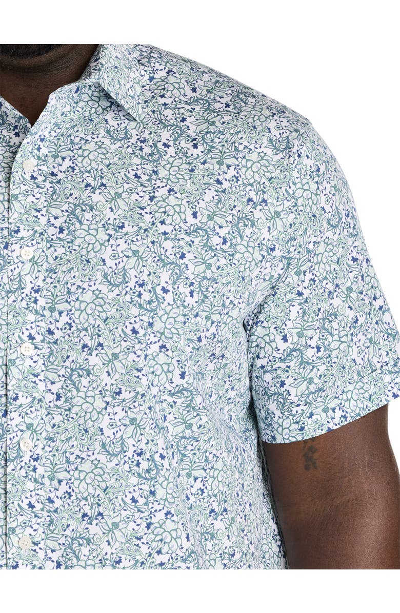 Synrgy by DXL Big & Tall Floral Print Sport Shirt, Alternate, color, Green White