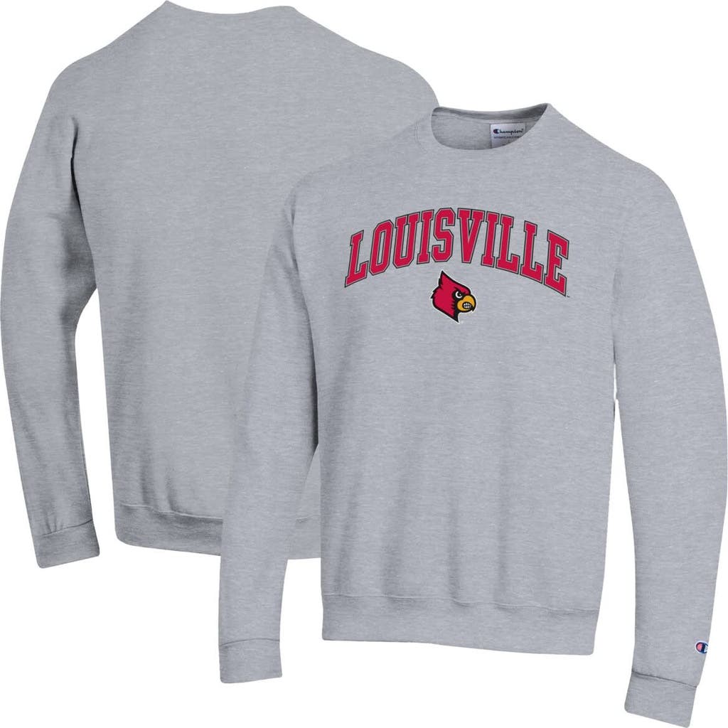 Champion Heather Gray Louisville Cardinals Arch Over Logo Pullover Sweatshirt