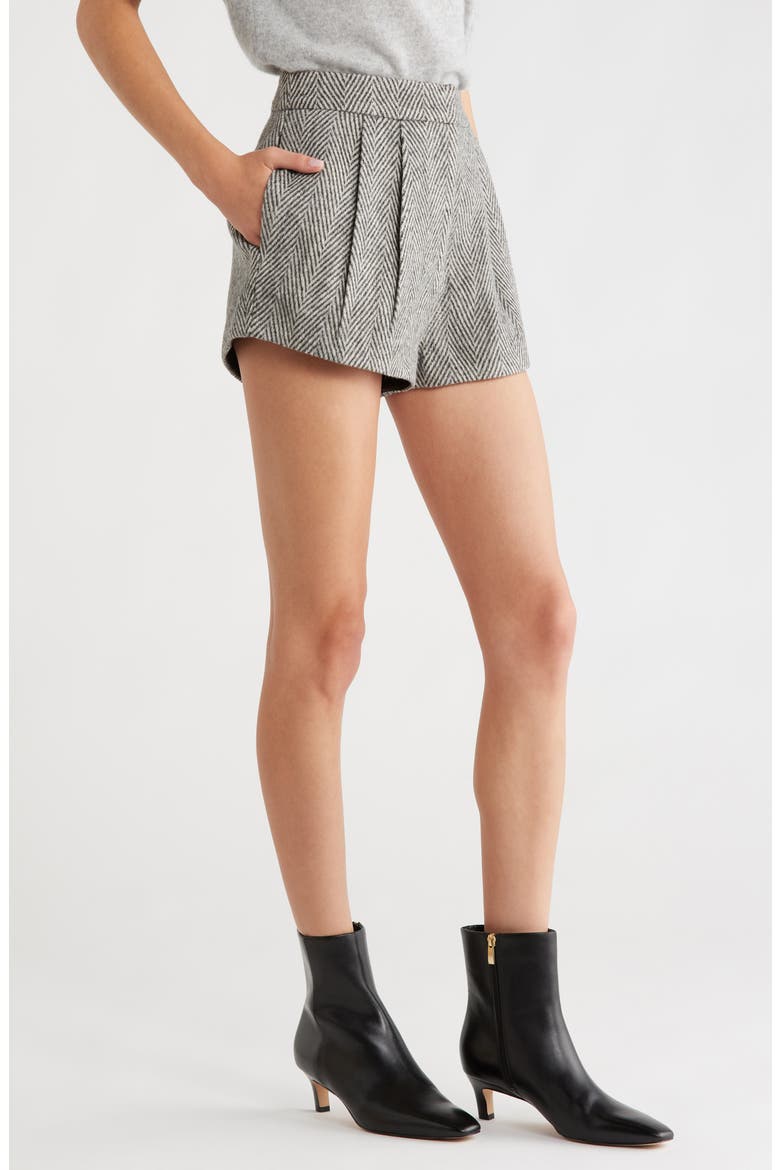 Sorine Herringbone Wool Blend Shorts, Alternate, color, GREY HERRINGBONE