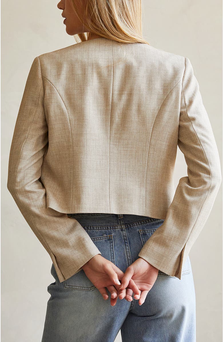 CRESCENT Crop Open Blazer, Alternate, color, Oatmeal
