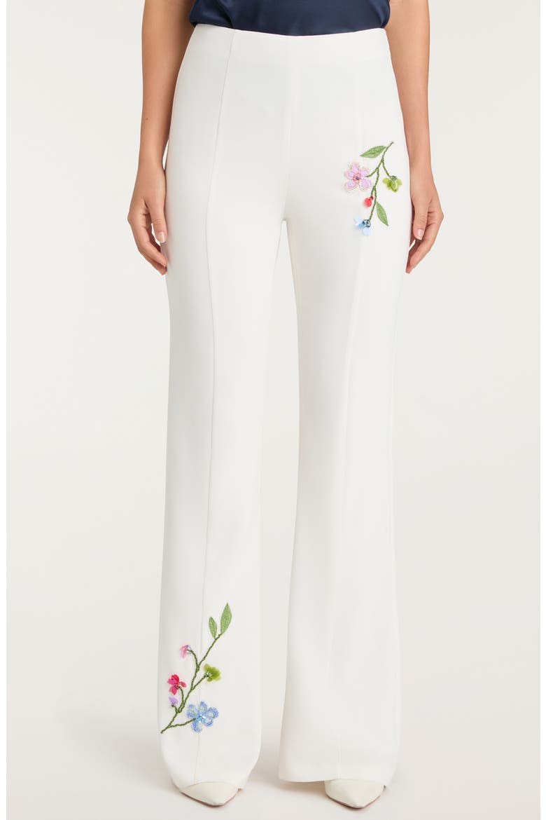 Kailyn Floral Embroidery Flare Pants, Main, color, IVORY/ MULTI