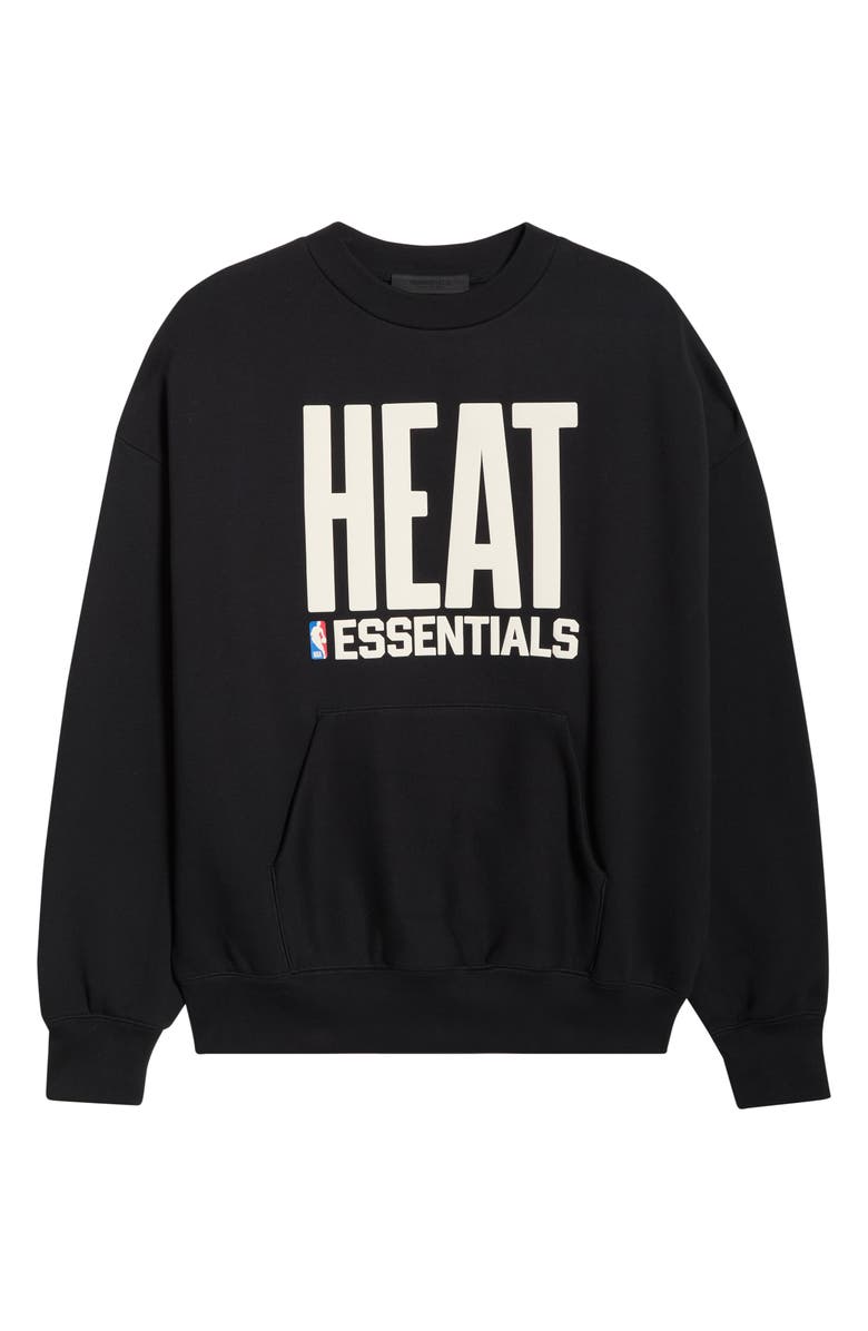 Fear of God Essentials x NBA Heat Sport Fit Crewneck Sweatshirt, Alternate, color, Vintage Black