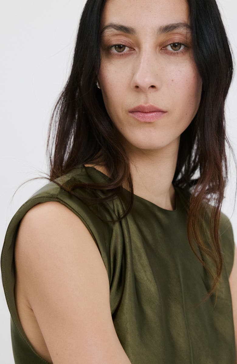 MANGO Sleeveless Satin Maxi Dress, Alternate, color, Green