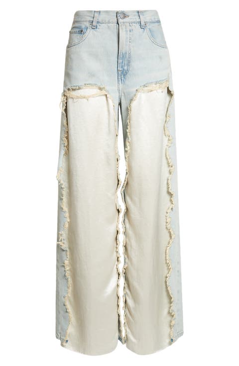 Bonnie Destroyed Wide Leg Jeans (Dusty Blue)