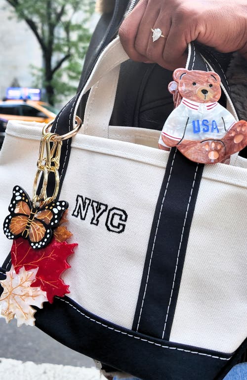 Solar Eclipse Hand Painted Monarch Butterfly Key Chain Bag Charm In Brown